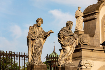 Baroque St Peter and St Paul Church in Cracow, Poland. Apostles statues