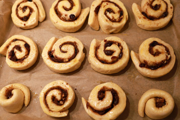 cinnamon roll dough and breads with raisins