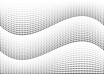 Abstract halftone wave dotted background. Futuristic twisted grunge pattern, dot, circles.  Vector modern optical pop art texture for posters, business cards, cover, labels mock-up, stickers layout