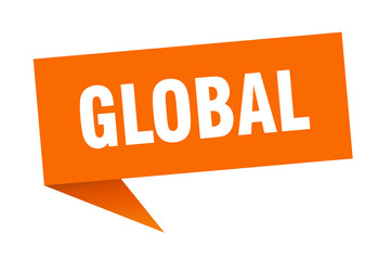 global speech bubble. global ribbon sign. global banner
