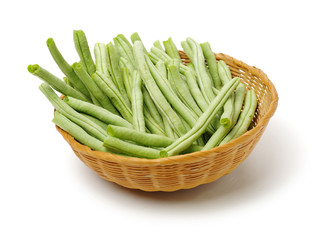 Green kidney bean on white background 