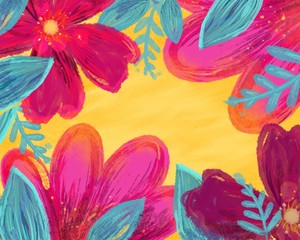 full of flower bloom with copy space in the middle