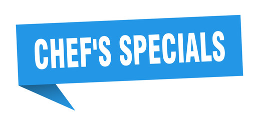 chef's specials speech bubble. chef's specials ribbon sign. chef's specials banner