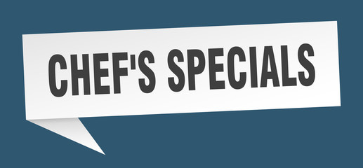 chef's specials speech bubble. chef's specials ribbon sign. chef's specials banner
