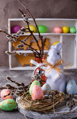 Easter background with color decorative egg
