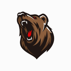 Modern professional grizzly bear logo for a sport team - obrazy, fototapety, plakaty