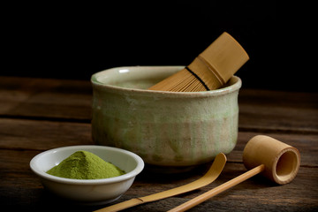 Organic Green Matcha Tea in a Bowl