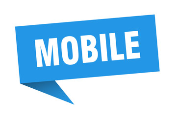 mobile speech bubble. mobile ribbon sign. mobile banner