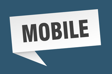 mobile speech bubble. mobile ribbon sign. mobile banner