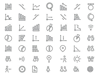 Chart and graph line icons set vector illustration