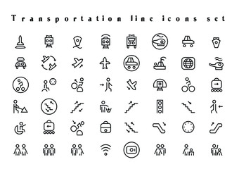 Transportation line icons set vector illustration