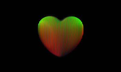 Neon Iridescent Abstract Glow Rainbow Spectral Colorful 3d Heart Illustration