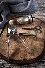 Vintage shaving and hair cutting tools.