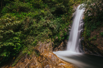 Fototapeta na wymiar Tropical Mae Pan Waterfall in Doi Inthanon National Park in Chiang Mai.