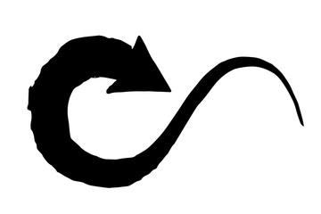 Ink arrow symbol hand painted with brush