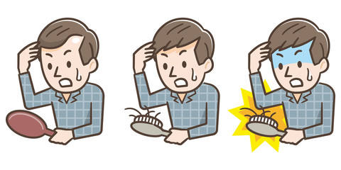 抜け毛に驚く男性