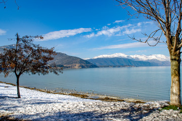 Turkey, Isparta province, beautiful Egirdir lake and Needle mountain in winter