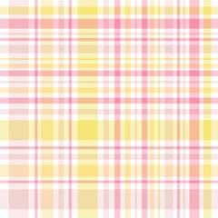 Seamless pattern in fantasy white, pink and yellow colors for plaid, fabric, textile, clothes, tablecloth and other things. Vector image.