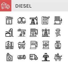 diesel simple icons set