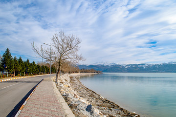 Fototapeta na wymiar Turkey, Isparta province, beautiful Egirdir lake in winter season