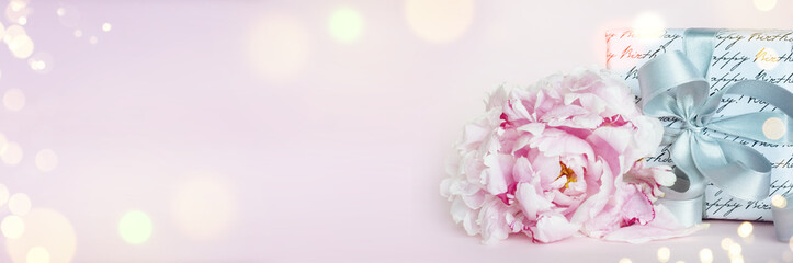 Spring background with peonia