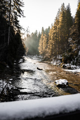 Sunrise over a river in bavaria, germany