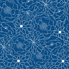 Classic Blue Floral Seamless Background