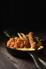 Sausage, chips and beans 3