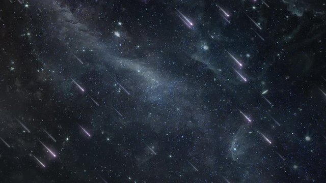 Shooting Star Comets Rain Down From Outer Space Night Sky Heavens - 4K Seamless Loop Motion Background Animation