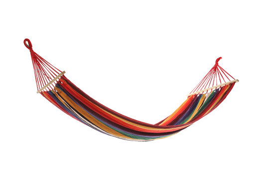Empty comfortable bright hammock isolated on white