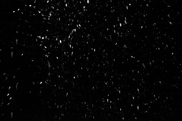 Texture of falling snow at night