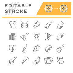 Set line icons of music instruments