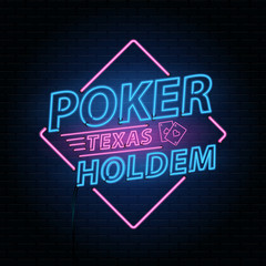 Casino poker background with Neon lettering the alphabet. Vector illustration