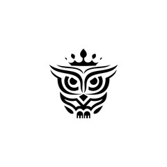 Owl logo, night hunter logo, bird logo, Emblem design on white background
