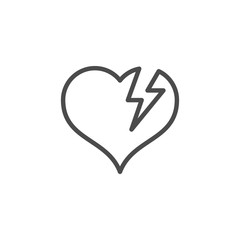Broken heart line outline icon and romance element