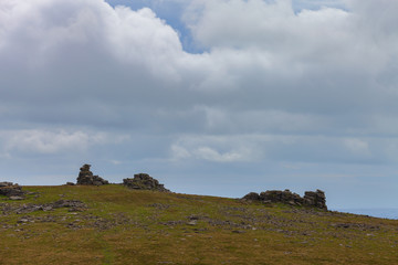 View of rock formations on Great Staple Tor,Dartmoor National Park, Devon, UK