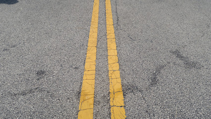 Double yellow lines on road