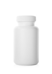 Blank plastic bottle for pills isolated on white