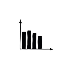 decreasing bar graph hand drawn in doodle style. business, chart