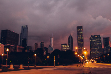 Chicago skyline at sunrise