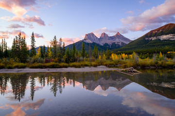 The Three Sisters Alberta in sunrise
