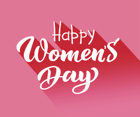 Women's day text design. Vector illustration for 8 March. Women's Day greeting hand drawn lettering. Template for poster, postcards, banner. International Women`s Day greeting card. EPS 10