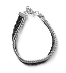 Stylish bracelet isolated on white, top view