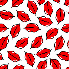 Seamless pattern with stylish red lips.