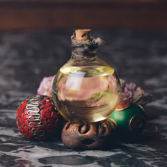 Alchemical aroma oils, perfume fragrances with  flower and stone