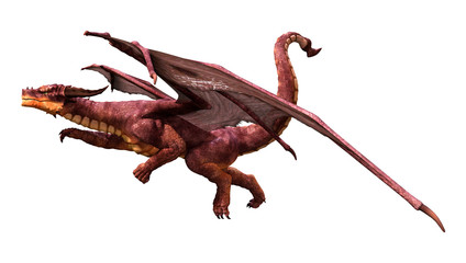 3D Rendering Fairy Tale Dragon on White