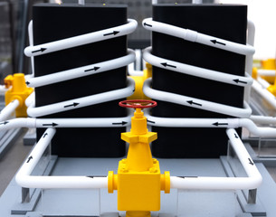 Industrial design background. Production concept icon. Isometric people. Manufacturing power building.