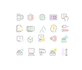 Set Vector Line Icons of Computer Science.
