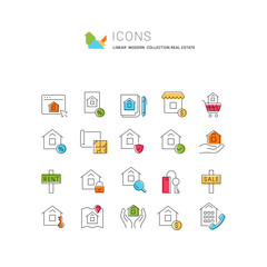 Set Vector Line Icons of Real Estate