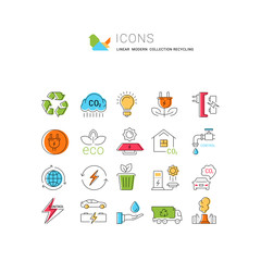 Fototapeta premium Set Vector Flat Line Icons Recycling